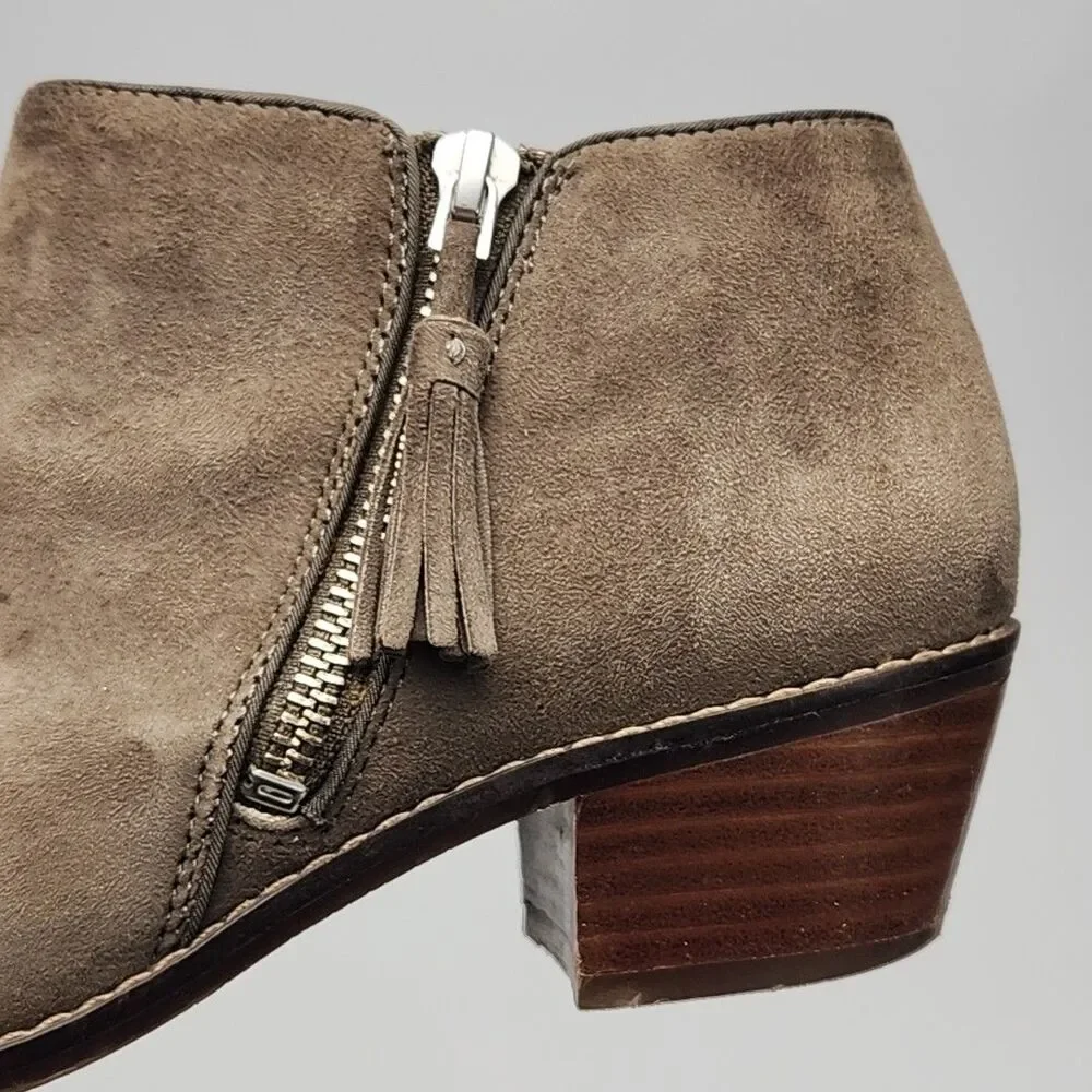 Vionic Serena Ankle Boots Womens Size 7.5 Taupe Suede 1.75